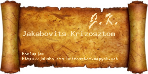 Jakabovits Krizosztom névjegykártya